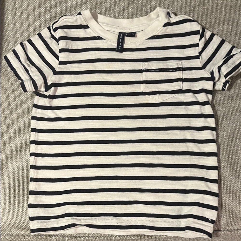 Janie and Jack Striped Kids T-Shirt - Navy and White